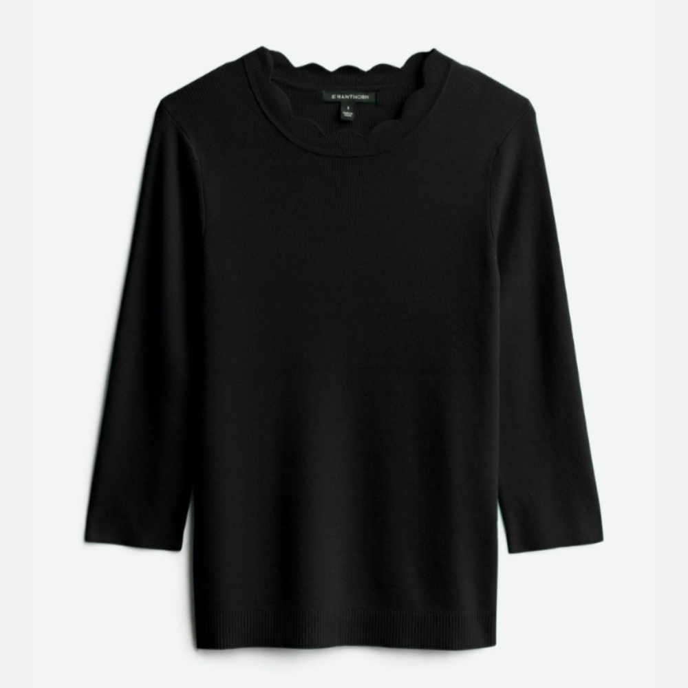41 Hawthorn Black Scalloped Knit Top